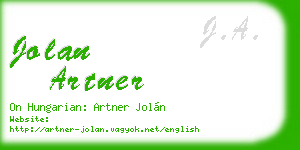 jolan artner business card